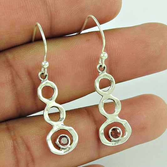 Designer 925 Sterling Silver Garnet Gemstone Earring Exporter India
