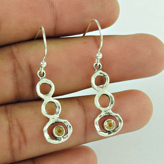 Pretty 925 Sterling Silver Lemon Topaz Gemstone Earring Jewellery