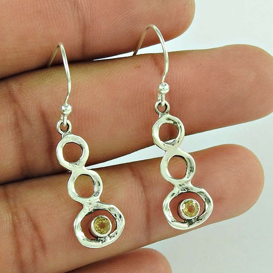 Daily Wear 925 Sterling Silver Lemon Topaz Gemstone Earring Jewellery