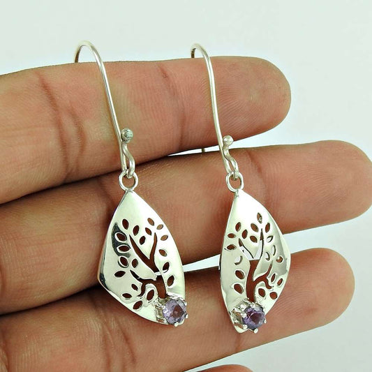 925 Sterling Silver Jewellery Fashion Amethyst Gemstone Earrings Manufacturer India