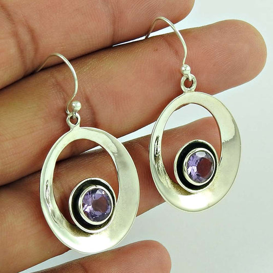 Stunning 925 Sterling Silver Amethyst Gemstone Earring