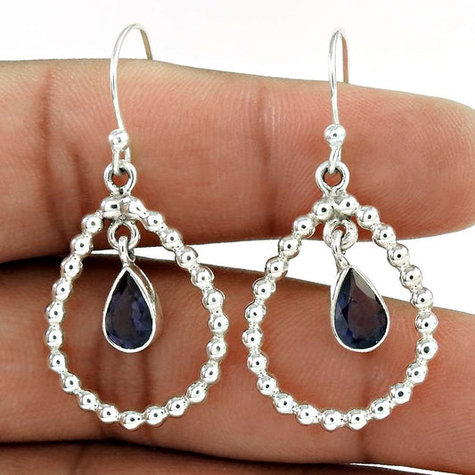 925 Sterling Silver Antique Jewellery High Polish Amethyst Gemstone Earrings