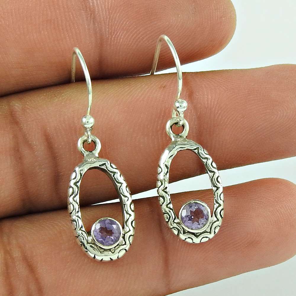 Beautiful 925 Sterling Silver Amethyst Gemstone Earring Wholesaler