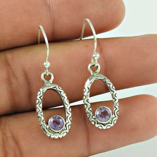 Beautiful 925 Sterling Silver Amethyst Gemstone Earring Wholesaler
