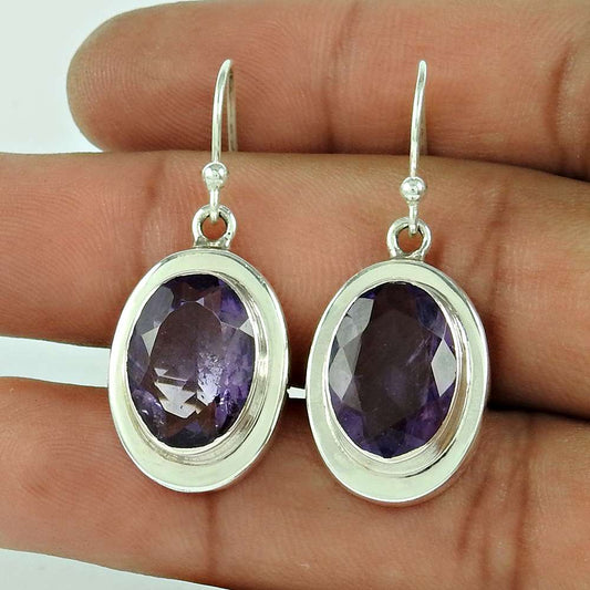 Pleasing 925 Sterling Silver Amethyst Gemstone Earring Jewellery