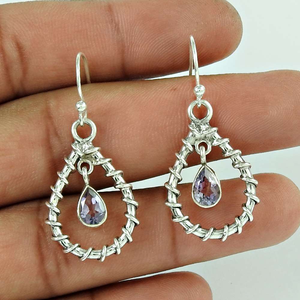 925 Sterling Silver Indian Jewellery Fashion Amethyst Gemstone Earrings Fournisseur