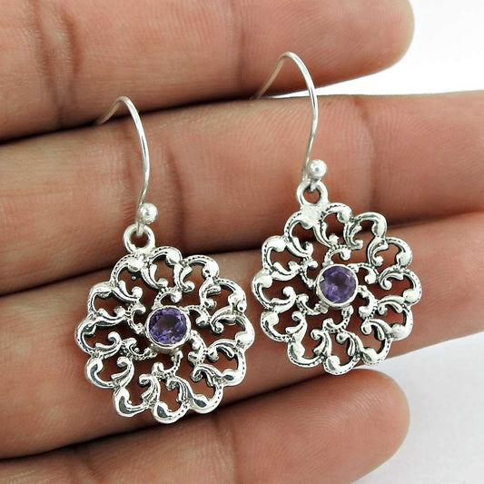 925 Sterling Silver Gemstone Jewellery Charming Amethyst Gemstone Earrings Supplier