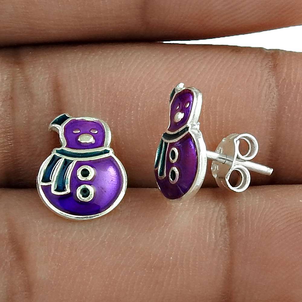 Lady Elegance 925 Sterling Silver Enamel Earrings Wholesaling