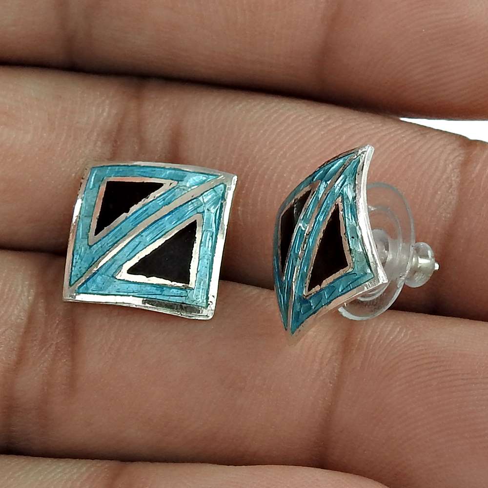 Royal 925 Sterling Silver Handmade Stud Earrings Wholesale