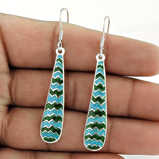 Scrumptious Inlay 925 Sterling Silver Earrings Fournisseur