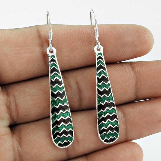 Classic Design Inlay 925 Sterling Silver Earrings Großhändler