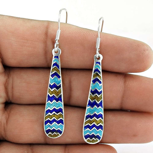 Deluxe Inlay 925 Sterling Silver Earrings Exporter India