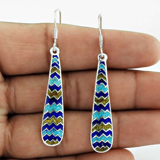 Excellent Inlay 925 Sterling Silver Earrings Manufacturer India