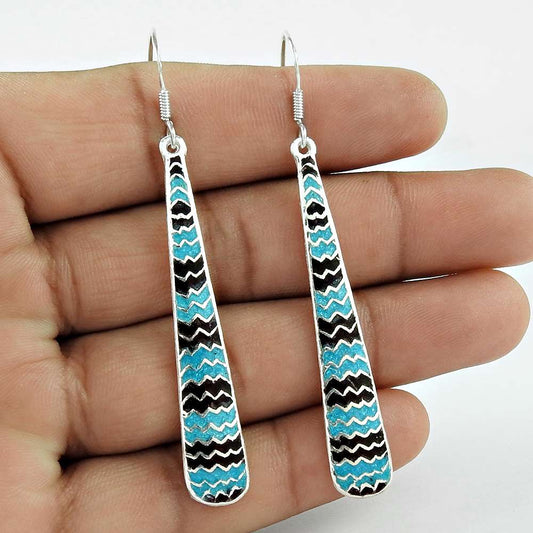 Big Awesome Inlay 925 Sterling Silver Earrings Supplier