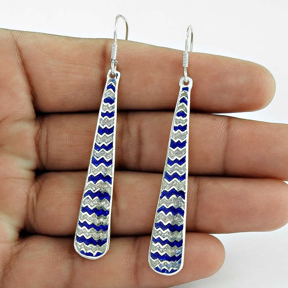 Exhilarant Inlay 925 Sterling Silver Earrings Wholesale Price