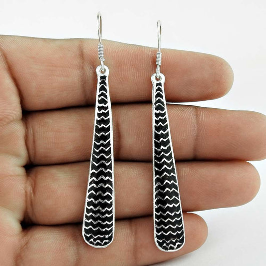 Shapely Inlay 925 Sterling Silver Earrings Wholesaler India