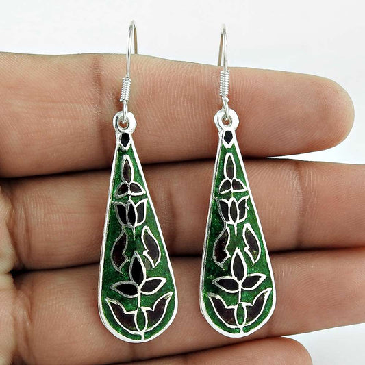 Awesome Inlay 925 Sterling Silver Earrings Supplier India