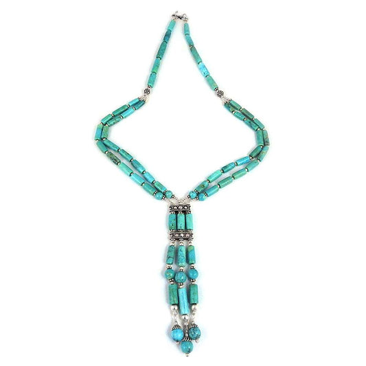 Natural Turquoise Gemstone 925 Silver Cluster Beaded Necklace For Girls N5