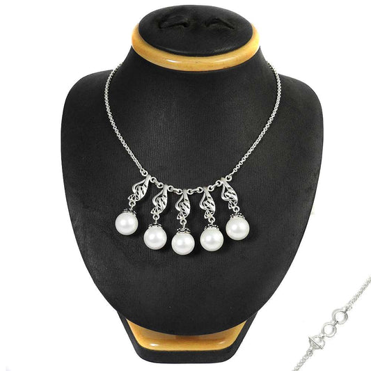 Woman Gift 925 Silver Natural Pearl Gemstone Cluster Necklace G6