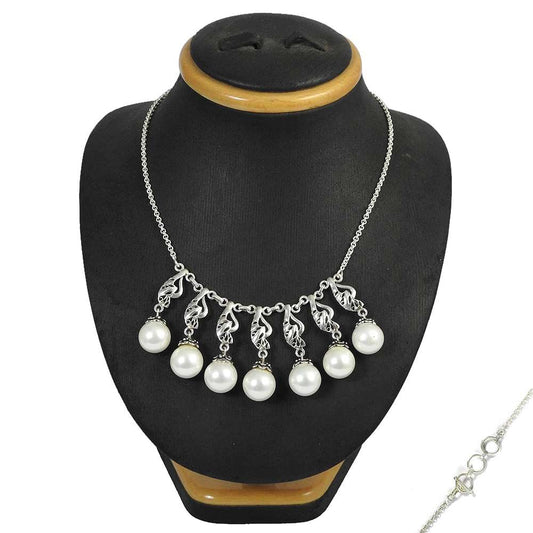 Natural Pearl Gemstone Cluster Necklace 925 Sterling Silver Jewelry For Girls H6