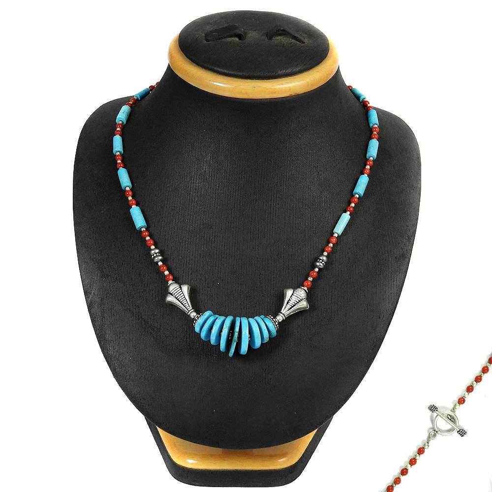 Wedding Gift For Her 925 Silver Natural Coral Gemstone Cluster Boho Necklace M22