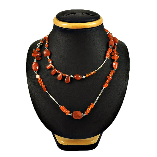 Natural Carnelian Gemstone 925 Sterling Silver Beaded Christmas Gift Necklace D3