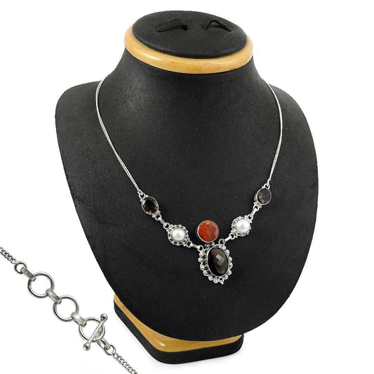 Gift For Her Natural Sponge Coral Cluster Vintage Necklace 925 Silver F1
