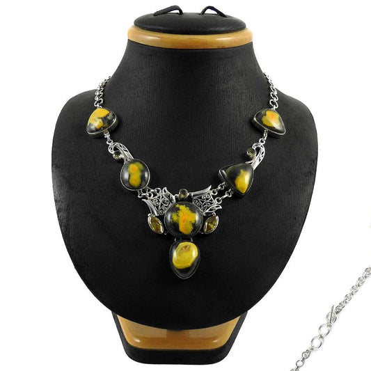 Natural Eclipse Gemstone Cluster Necklace 925 Sterling Silver For Girls V7