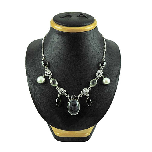 Natural Opal Gemstone Cluster Necklace 925 Sterling Silver Jewelry For Girls H8