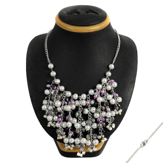 Woman Gift Natural Garnet Gemstone Beaded Necklace 925 Silver H10