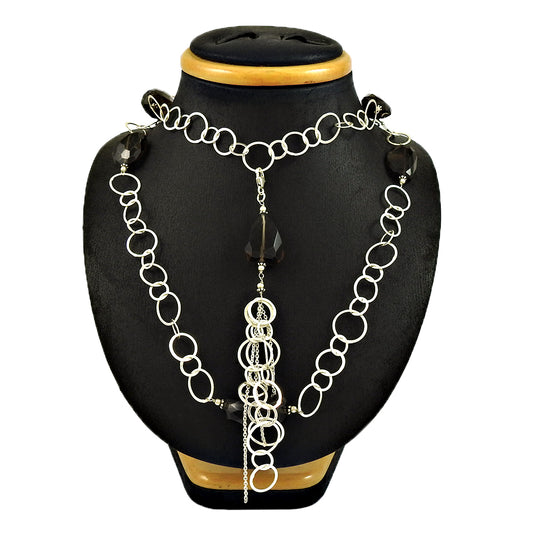Christmas Gift Natural Smoky Quartz Statement Necklace 925 Sterling Silver A4