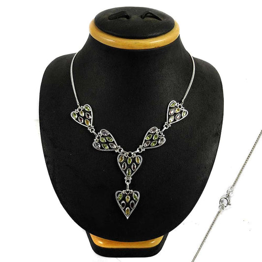 Woman Gift Cluster Vintage Necklace 925 Silver Natural Garnet Gemstone I5
