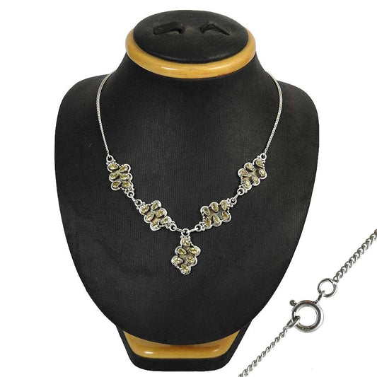 Natural Citrine Gemstone Cluster Necklace 925 Sterling Silver Indian Jewelry O11