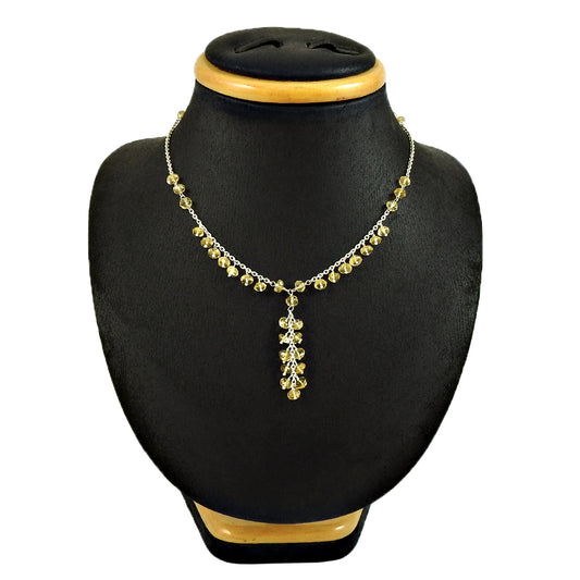 Christmas Gift Natural Citrine Gemstone Beaded Necklace 925 Silver F4