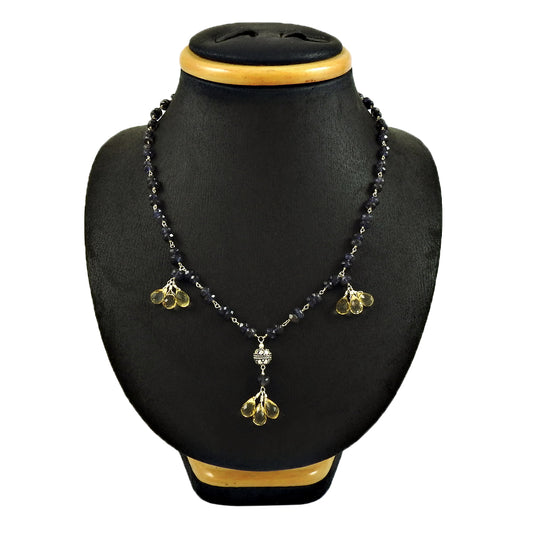 Christmas Gift Natural Labradorite Cluster Necklace 925 Silver I4