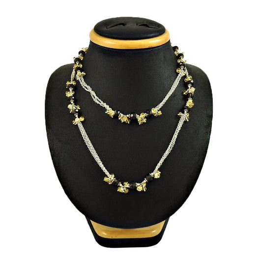 Natural Smoky Quartz Gemstone Beaded Christmas Gift Necklace 925 Silver D4