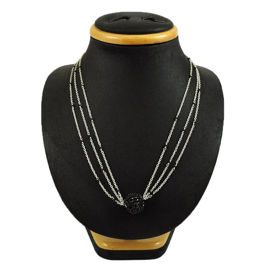 Christmas Gift Natural Onyx Gemstone Beaded Necklace 925 Sterling Silver F4