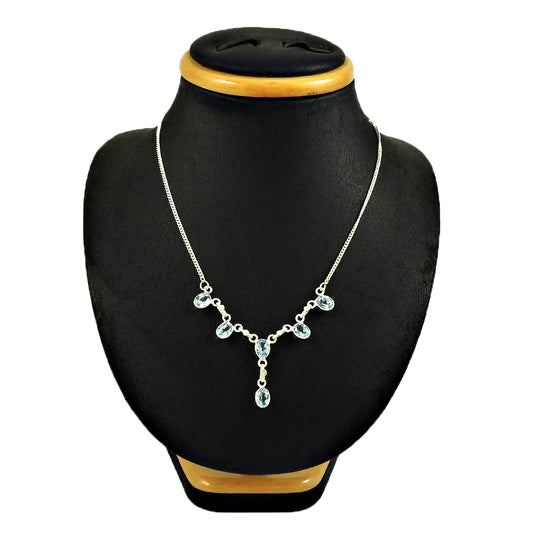 Christmas Gift Necklace 925 Sterling Silver Natural Topaz Gemstone I4