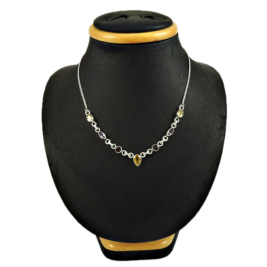 Natural Citrine Gemstone Christmas Gift Necklace 925 Sterling Silver L4