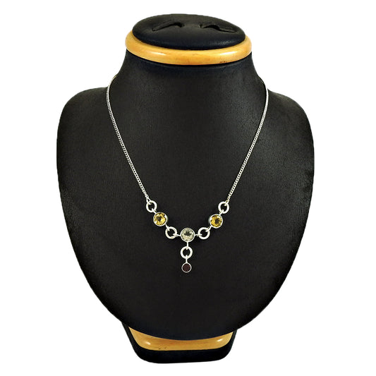 Natural Garnet Gemstone Necklace 925 Sterling Silver Christmas Gift Jewelry M4