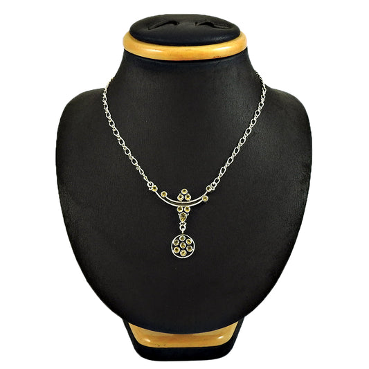 Natural Citrine Gemstone Christmas Gift Necklace 925 Silver For Women N4