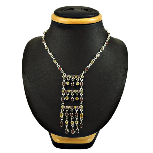 Christmas Gift 925 Sterling Silver Natural Citrine Gemstone Necklace P4