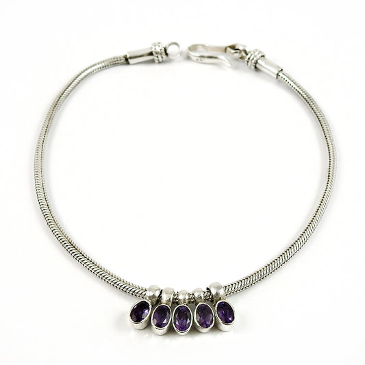 Christmas Gift Natural Amethyst Necklace 925 Sterling Silver R4