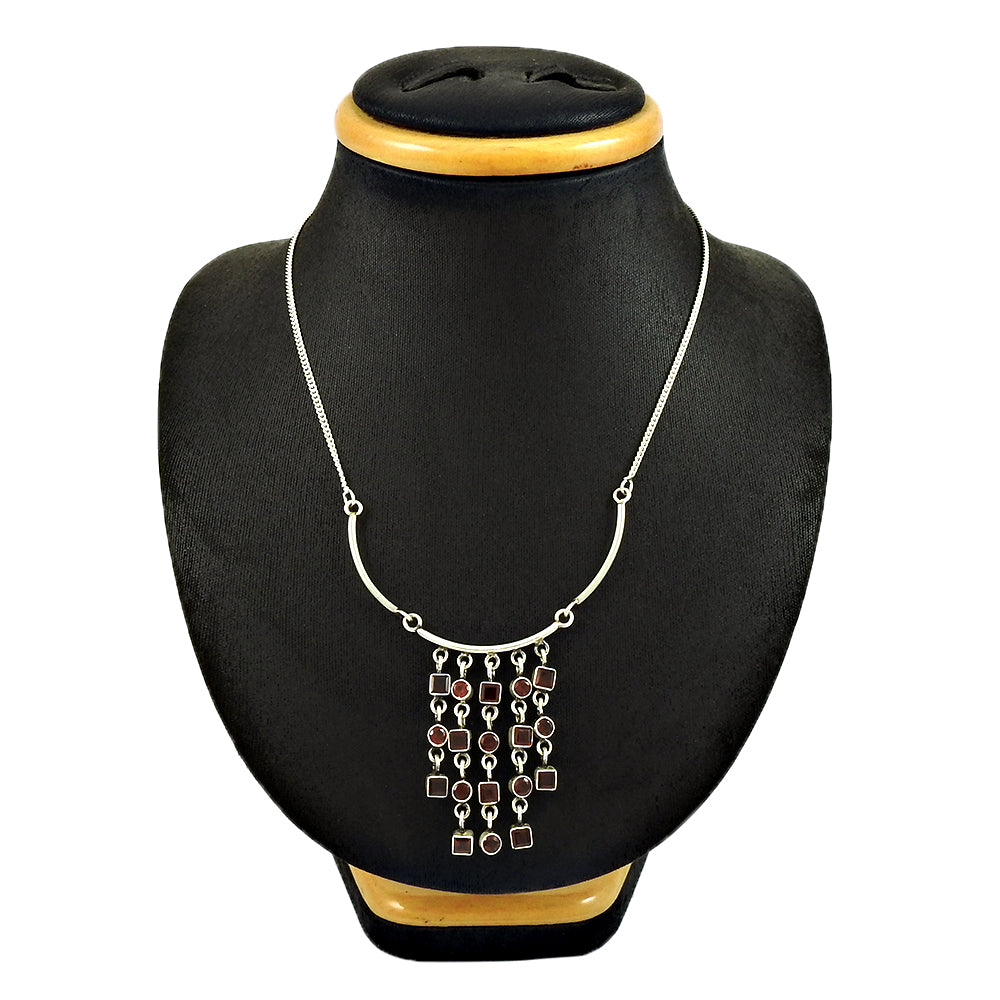 Christmas Gift 925 Sterling Silver Natural Garnet Necklace T4