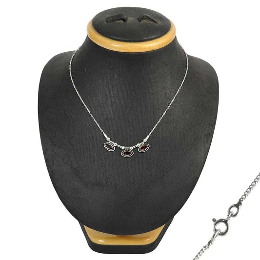 Anniversary Gift For Her Natural Garnet Cluster Bohemian Necklace 925 Silver O1