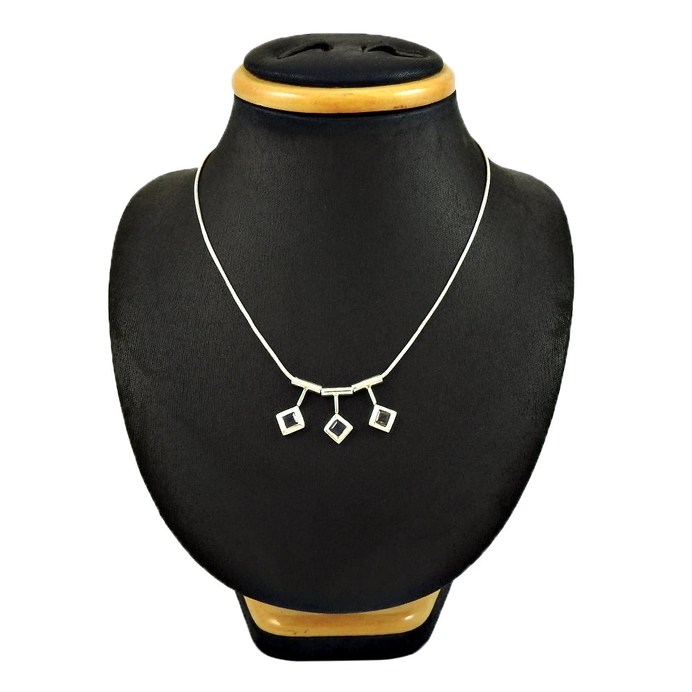 Natural Iolite Gemstone Christmas Gift Necklace 925 Sterling Silver For Girls U4