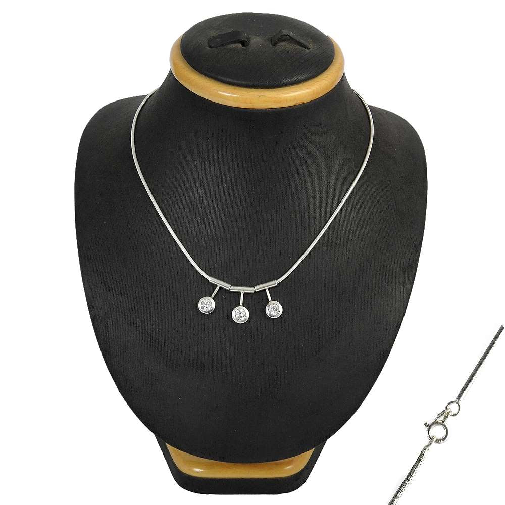 Natural Cubic Zirconia Cluster Vintage Necklace 925 Silver For Women K14