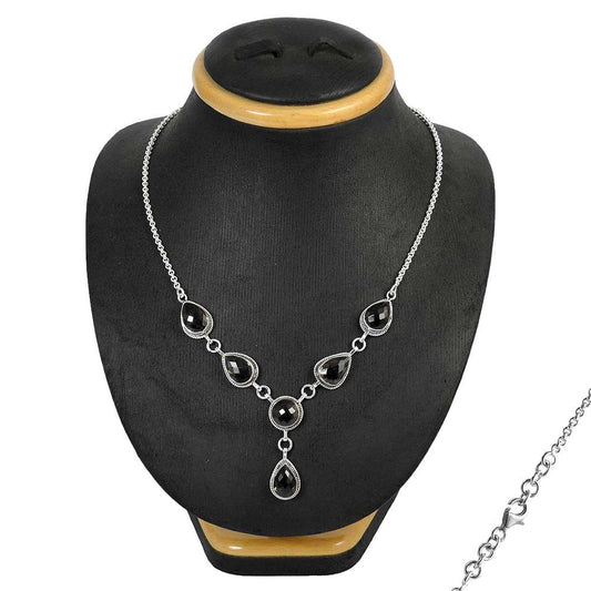 Woman Gift 925 Silver Natural Smoky Quartz Gemstone Cluster Necklace Y12