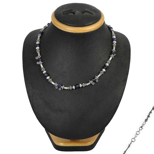 Natural Amethyst Gemstone 925 Sterling Silver Cluster Necklace For Girls Z12