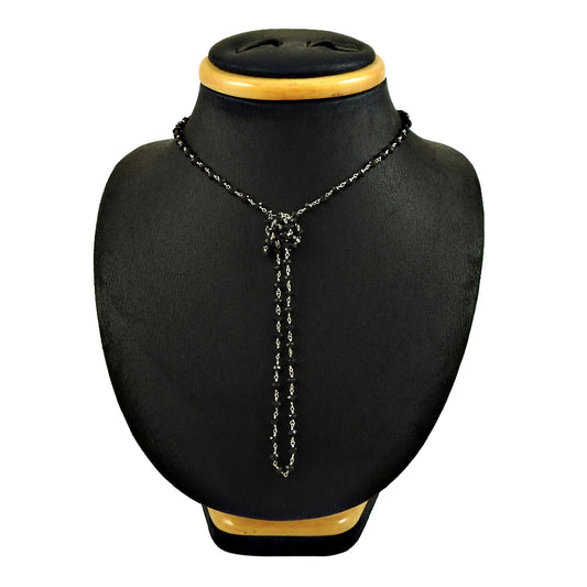 Natural Onyx Gemstone Beaded Necklace 925 Sterling Silver Christmas Gift V4